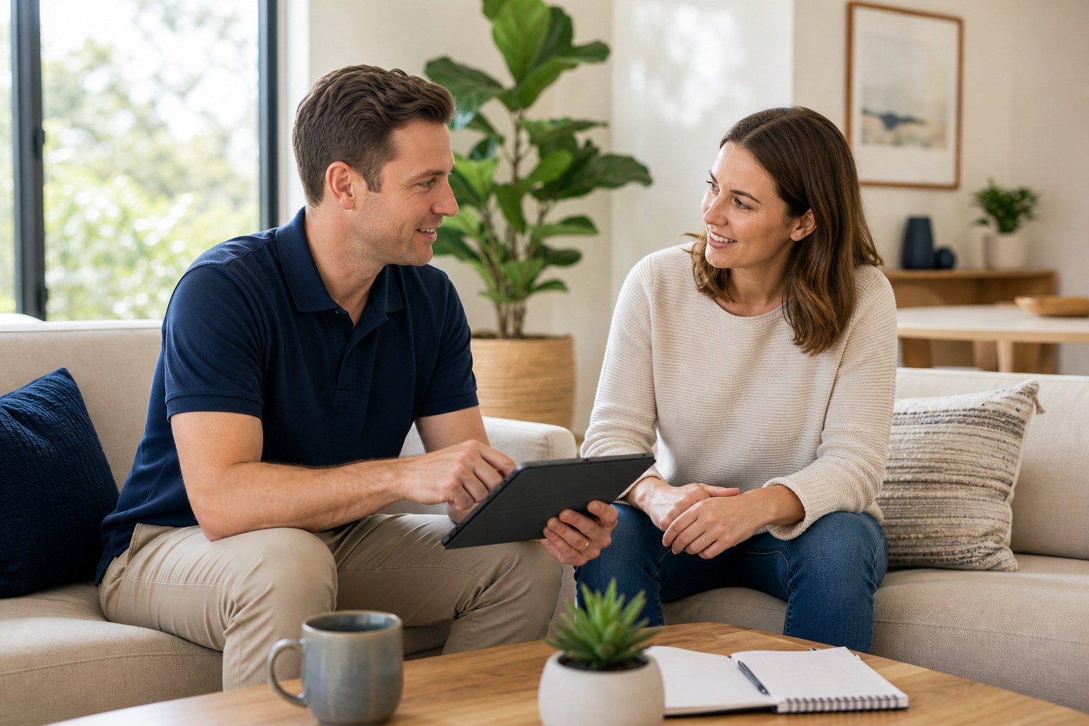 Occupational therapist discussing goals and daily routines with an adult client